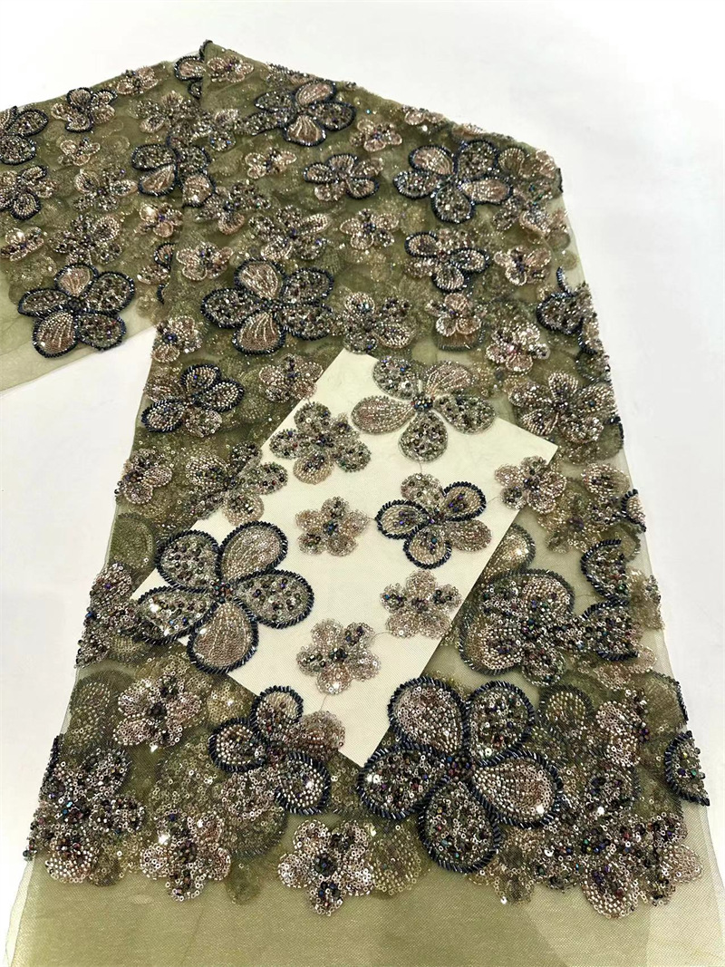 Tejido de encaje de flores de alta calidad industria pesada vestido de boda de lujo vestido de moda de banda Amazon transfronterizo