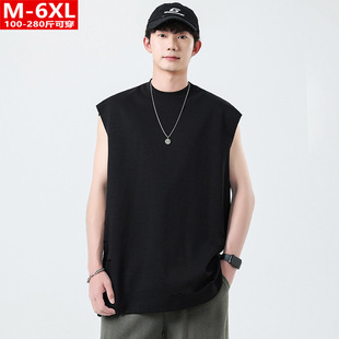 Summer Hong Kong Style Men's Sports and Leisure Sleeveless Vest for Fat Men Plus Size Loose Hurdle Vest Singlet
