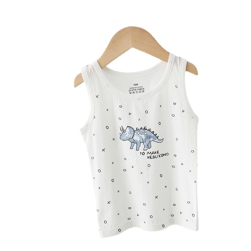 Chaleco de algodón para niños de clase A, sin hueso y sin mangas, fondo de bebé, chaleco fino en forma de corredor, uso exterior, cuello redondo jacquard, verano