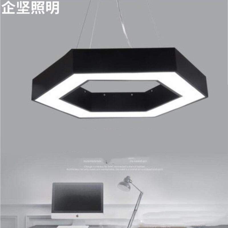 Modern creative hexagon office chandelier simple art Office mall supermarket gym LED chandelier Modern creative hexagon office chandelier simple art Office mall supermarket gym LED chandelier