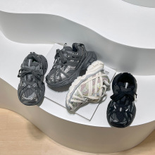 儿童潮牌童鞋2025秋冬新款蜘蛛侠绑带老爹鞋男女童加绒亲子运动鞋