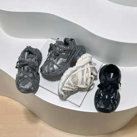 儿童潮牌童鞋2025秋冬新款蜘蛛侠绑带老爹鞋男女童加绒亲子运动鞋