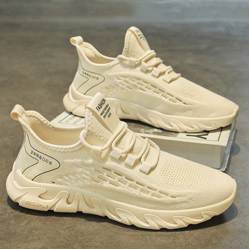 Zapatos de hombre 2025 nuevos zapatos de malla deportiva tejidos voladores de malla verano transpirables y desodorantes zapatos de moda casuales de trabajo de suela suave ligeros