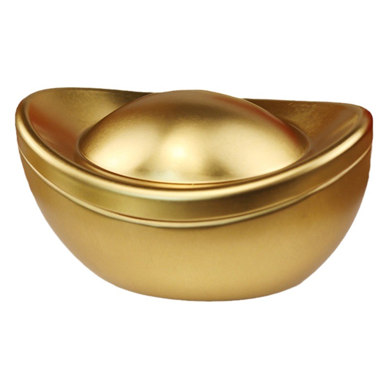 Año Nuevo Buena cabeza caja de metal en forma especial en stock Simulación de lingote de oro caja de hojalata caja de regalo de la empresa