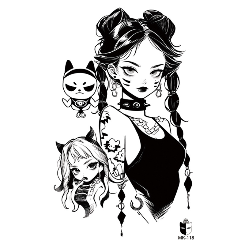 Animal blanco y negro desechable pegatinas de tatuaje belleza pegatinas de tatuaje moda estética patrón de personalidad dama pegatinas de tatuaje