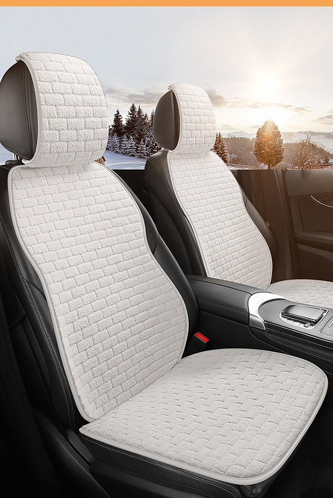 Four-Season Universal Car Seat Cushion Without Backrest, Single-Piece Plush Three-Piece Set, Non-Slip Single Rear Seat Cushion with Backrest, Winter