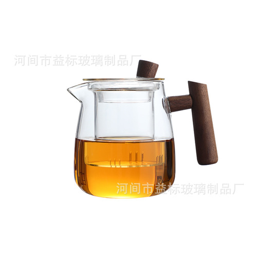 High borosilicate wood glass teapot high temperature resistant tea water separation teapot single pot tea set gift box set