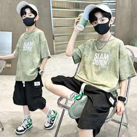 男童夏季套装2024新款中大童运动薄款短袖炸街男孩夏天衣服两件套