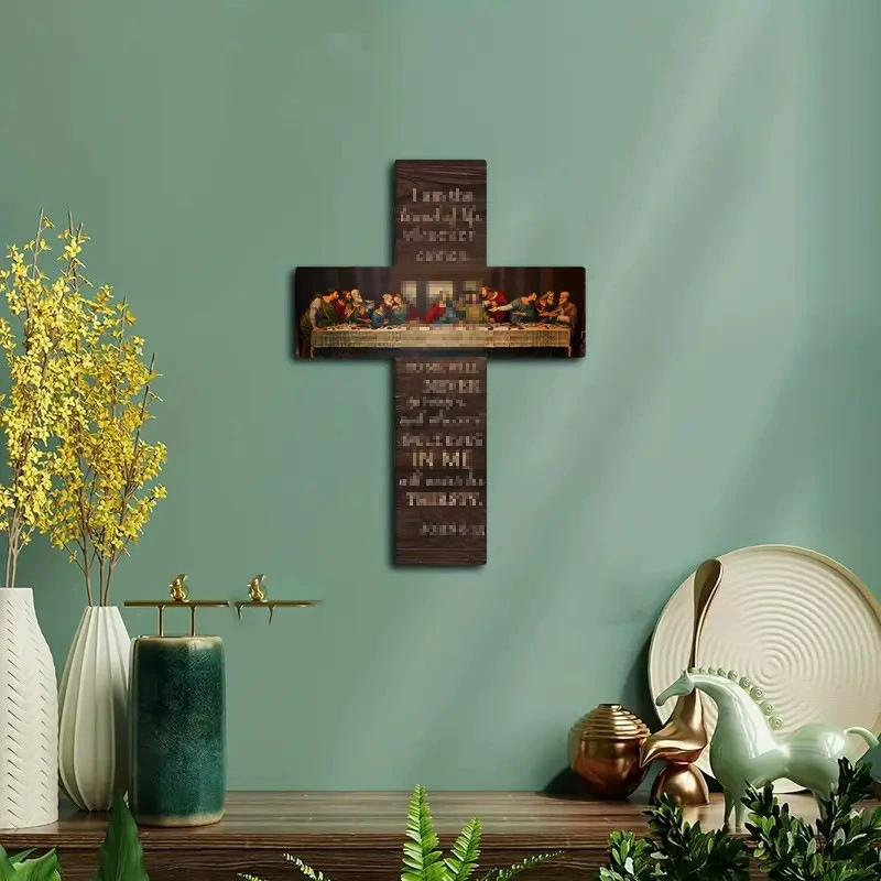 Трансграничные взрывные модели Вечный ужин настенный пасхальный день декоративный деревянный дом деревянный крест церкви настенный
