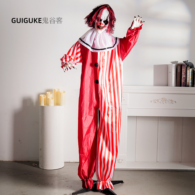 Accesorios de inducción eléctrica de pie de Halloween transfronterizos casa encantada habitación secreta decoración de bar decoración de payaso de terror