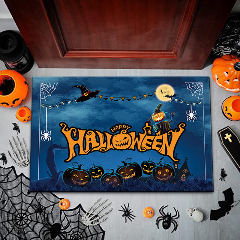 Fábrica transfronteriza alcantarilla cubierta de alcantarilla alfombra de payaso estera de la puerta de Halloween cráneo diseño fantasma cara estera del pie estera del baño