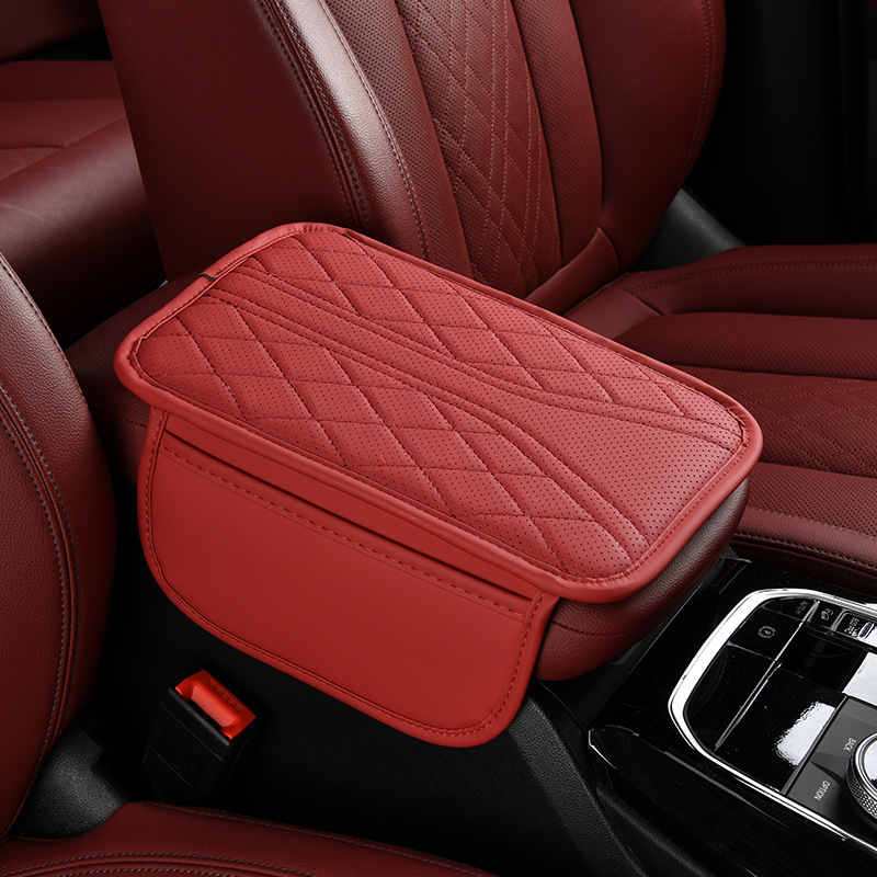 Car Central Control Armrest Box Pad Widened and Thickened Leather Armrest Storage Box Pad Car Universal Storage Bag Multi-Function