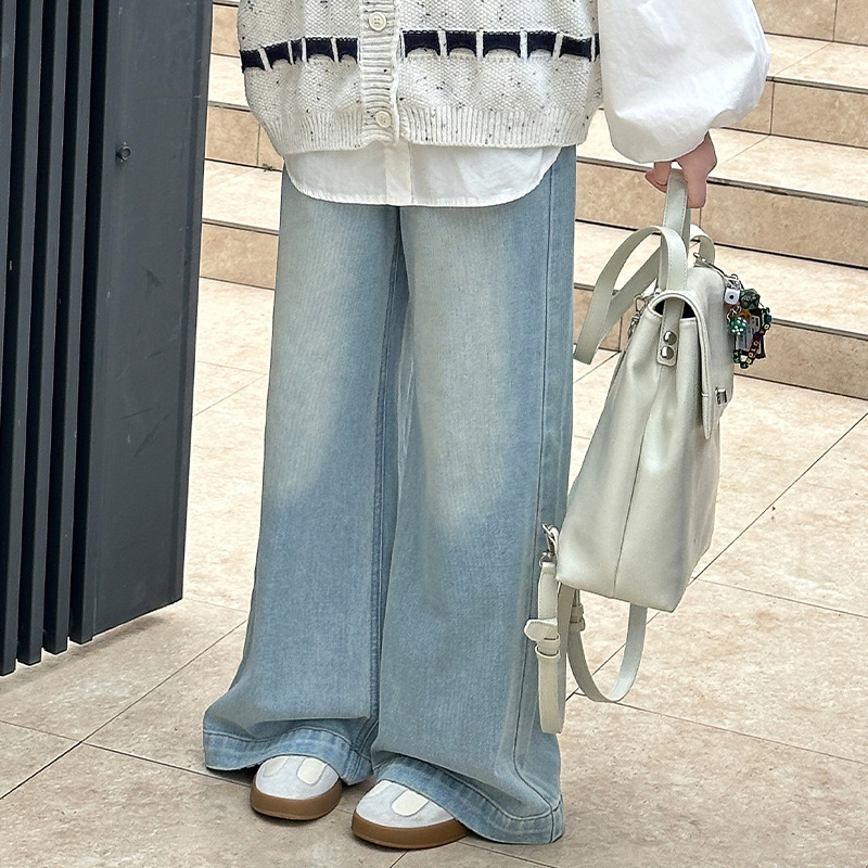 女童套装秋季2025新款儿童韩系穿搭女大童衬衫针织马甲牛仔裤三件|undefined