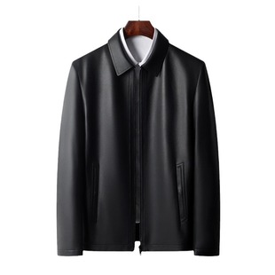 High-End Middle-Aged and Elderly Autumn and Winter New Haining Genuine Leather Jacket Men's Sheepskin Jacket Lapel Genuine Leather Jacket