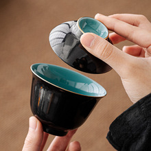描金青瓷黑釉盖碗茶杯单个手工泡茶碗家用高档陶瓷功夫茶具手抓壶