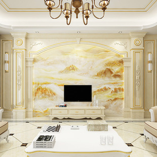 European Style Movie and TV Wall TV Background Wall Marble Rock Slab Large Slab Living Room High-end Whole House Stone Light Luxury Complete Set