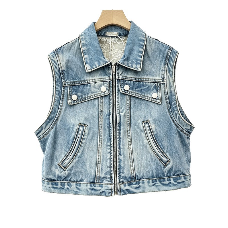 industria pesada diamante chaqueta de vaquín corto para mujeres primavera 2026 nuevo suelto delgado retrógrado sin mangas clip image 5