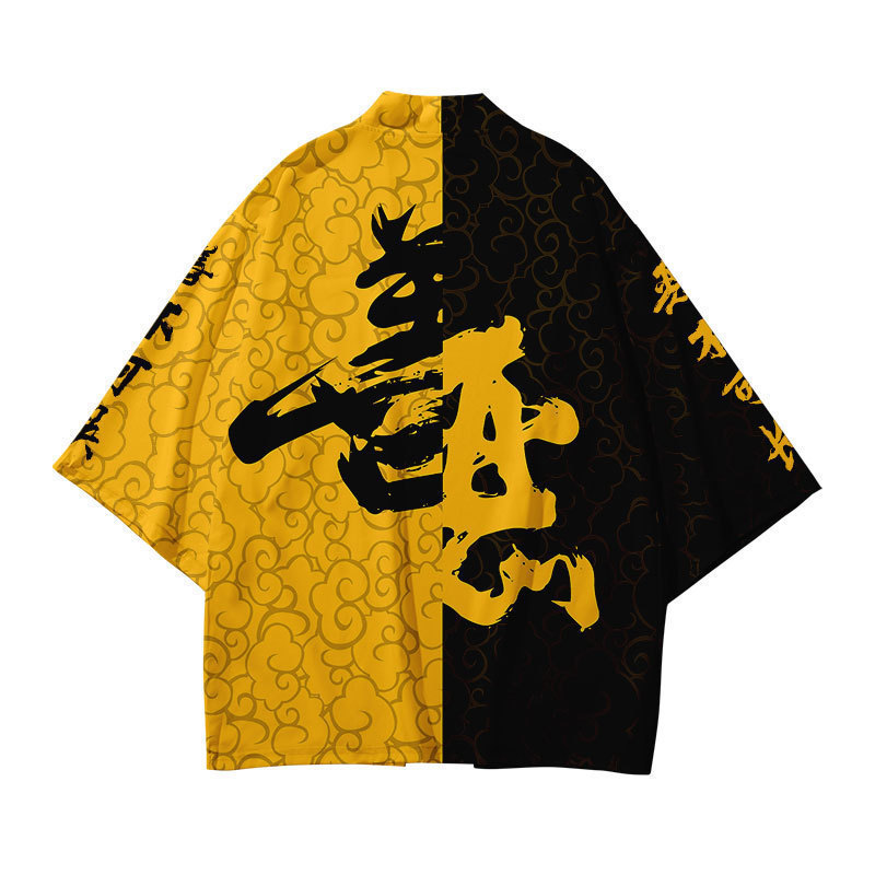 Good and Evil Series Japanese-Style Chinese-Style Shirt for Men with Three-Quarter Sleeves, Taoist Robe, Haori, Kimono Good and Evil Series Japanese-Style Chinese-Style Shirt for Men with Three-Quarter Sleeves, Taoist Robe, Haori, Kimono