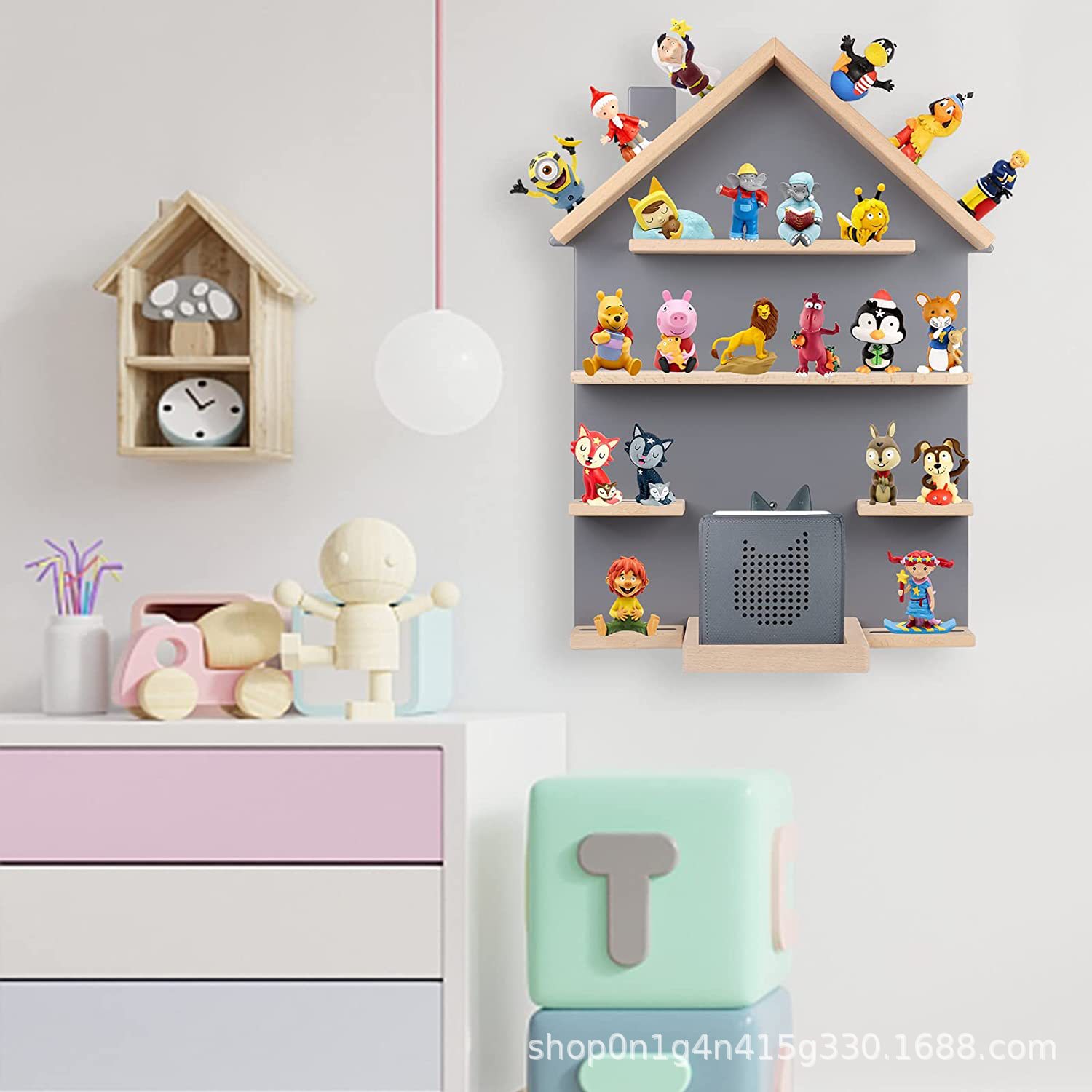 厂家批发创意多层木质收纳架玩具手办展示架家用墙上收纳整理架