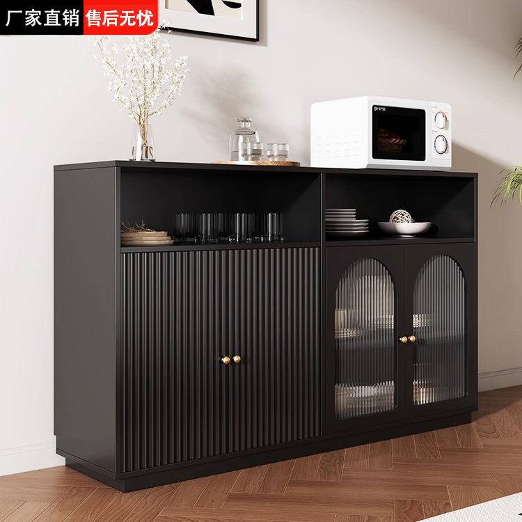 Sideboard Against the Wall Integrated Modern Simple Storage Cabinet Small Apartment Home Living Room Cabinet Black Wabi-Sabi Style Dining Cabinet