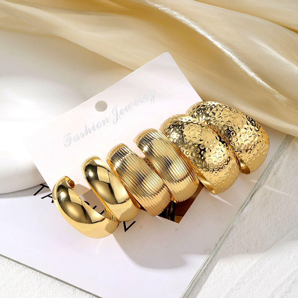 3PRS/SET БОЛЬШИЕ ХУУПС ПАНК СЕРЕБРО ЗОЛОТОЕ ЖЕНСКИЕ studs серьги