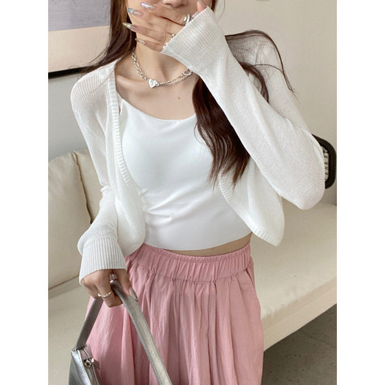 Sunscreen Blouse Women's 2025 Spring New Cardigan Knitted Coat Thin Waistcoat Shawl Outer Short Top Women