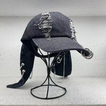 y2k兔耳朵牛仔破洞棒球帽子女亚文化兔兔帽甜辣妹鸭舌帽个性街头