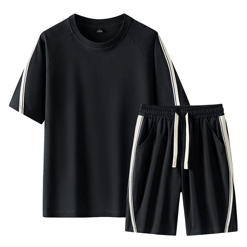 Vêtements pour hommes Combinaison de sport transfrontalière pour hommes cet été nouveau t-shirt décontracté à manches courtes short à séchage rapide ensemble de sport deux pièces_voghion.com