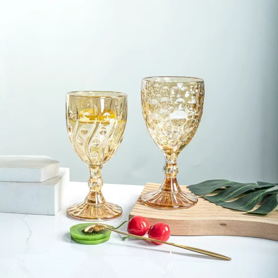 공장 직접 유리 레드 와인 잔 잔 두꺼운 색 샴페인 유리 유럽 복고풍 와인 유리 거품 유리