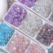新款电镀果冻极光猫眼圆珠串珠材料 diy手工项链手链串珠散珠材料