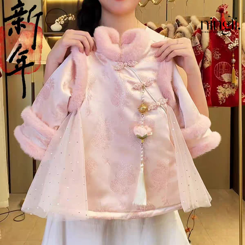 2025 nuevo vestido de aniversario de invierno para niños y niñas bebés chinos cheongsam vestido de princesa