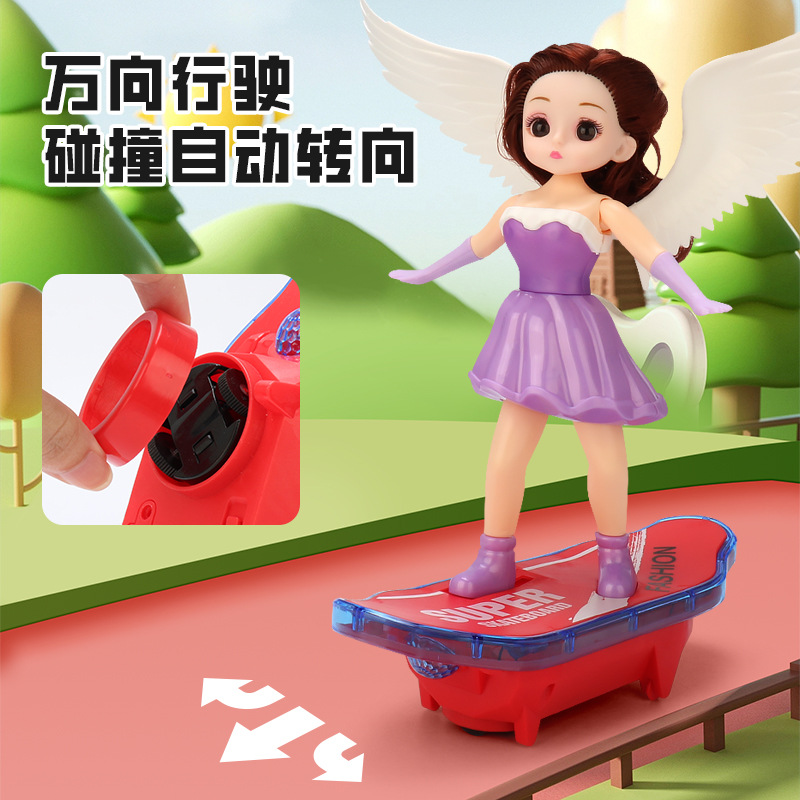 Nuevos productos eléctricos pequeños patinetes princesa universal caminando música iluminación muñeca patineta coche de juguetes para niños