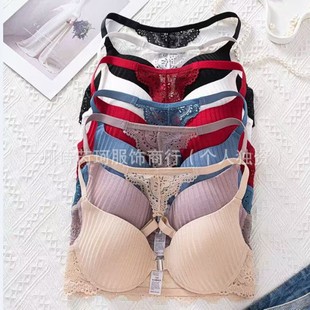 Cross-Border Foreign Trade Front Buckle Beautiful Back Bra Lace Adjustable Underwear European and American Style with Steel Ring Anti-Sagging Push-Up French Style Push-Up