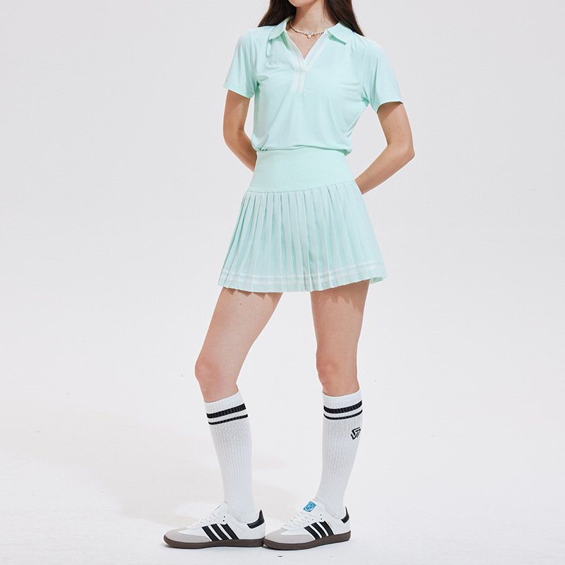 Caijue trajes de tenis transfronterizos trajes casuales de mujeres delgados mangas cortas polo bádminton fitness rápido seco conjunto deportivo