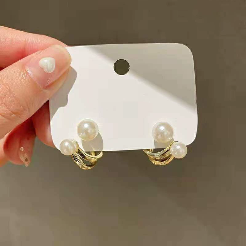 Серебряная игла, винтажный кривой сережки из жемчуга, корейский стиль, образец 925 серебро, блогер, тренд сезона