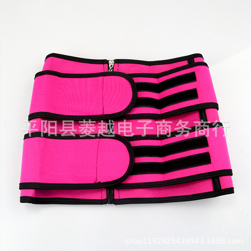 Rosa Rojo Cremallera doble cinturón