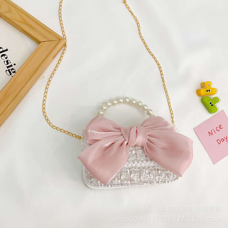 Nueva moda para niños estilo chanel princesa aisha bolsa de niña perla bolsa de mensajero portátil red del teléfono móvil bolsa roja