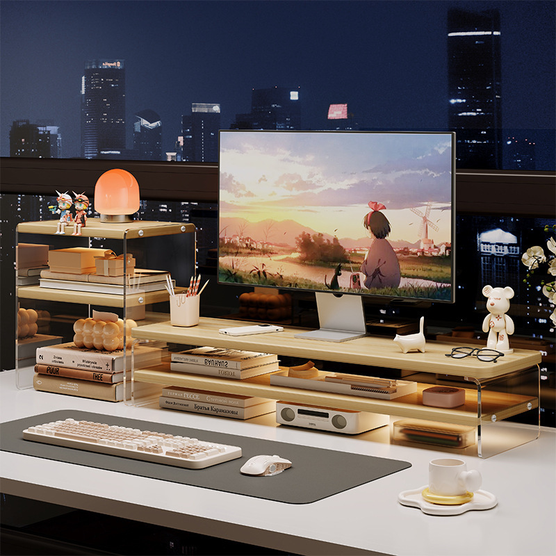 Desktop Computer Elevated Rack Display Acrylic Desktop Storage Rack Laptop Stand Office Desk Storage Artifact