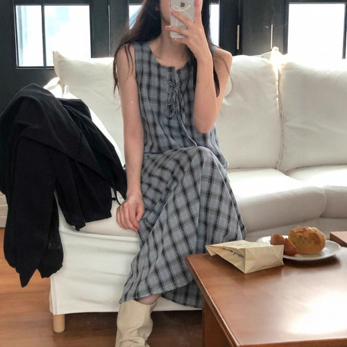 Korean chic summer new product sweet and gentle style strapless sleeveless dress vest long skirt summer