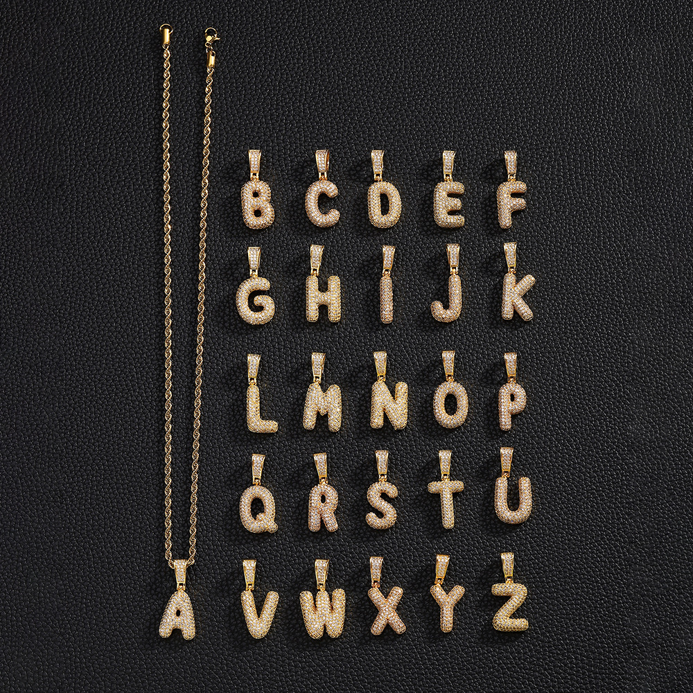Nuevo cross-border 26 letras inglesas colgantes collares de bronce y piedra collares de moda simplista para hombres y mujeres