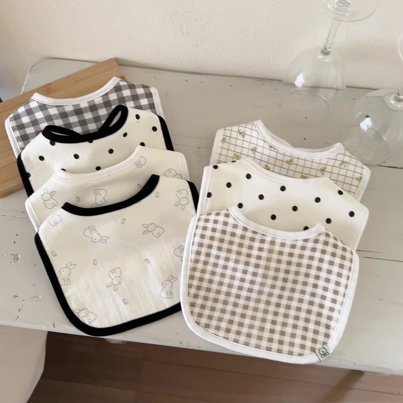 Baby Saliva Towel Type a Cotton Gauze Bib 6 Layers 360 Degree Summer Large Lace Petals Baby Girl Cute Rectangular