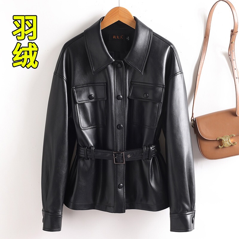 Haining Leather down Jacket for Middle-Aged Moms, Winter Clothing for Women, Large Size, Thickened for Warmth, Stylish Leather Coat Haining Leather down Jacket for Middle-Aged Moms, Winter Clothing for Women, Large Size, Thickened for Warmth, Stylish Leather Coat