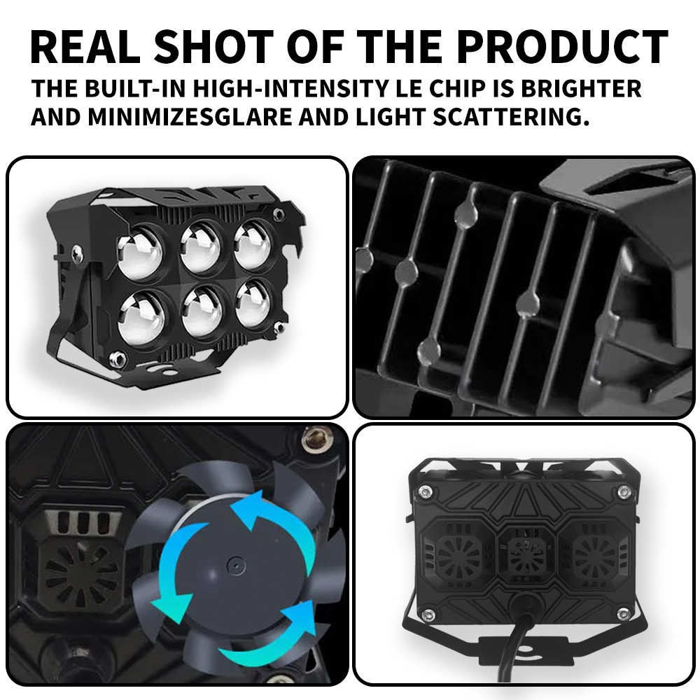 Transfronterizo de alta potencia lente de alta brillantez motocicleta foco LED vehículo eléctrico auxiliar luz de batería coche luz de alta brillantez