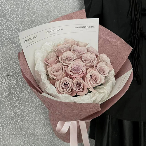 Handmade stone grain paper texture wrinkled art paper flower bouquet wrapping paper light luxury fashion floral wrapping paper