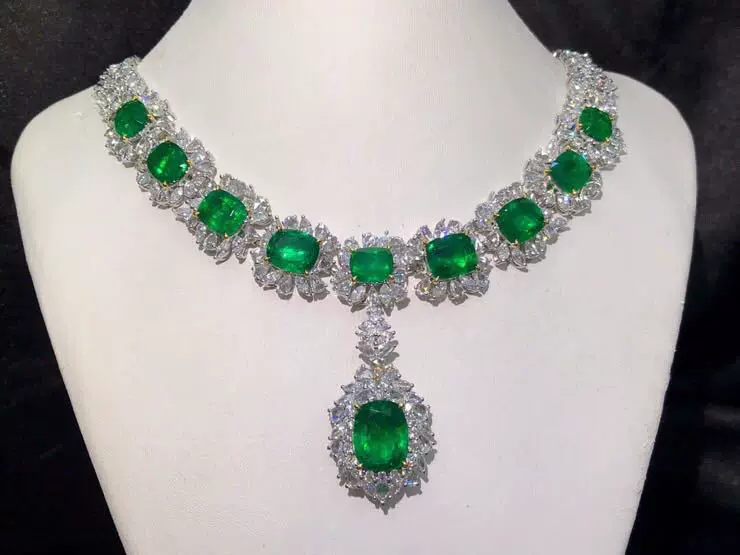 珠宝厂家18k镶嵌天然祖母绿项链四用款 主石:35.95克拉