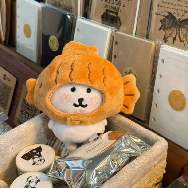 High-Value 13cm Self-Deprecating Bear Taiyaki Doll Headgear Doll Clothes 10cm Cotton Doll Accessories Cheap and Cute