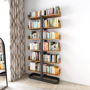 Bookshelf Floor Storage Rack Integrated Wall Living Room Bay Window Simple Steel Wood Iron Art Library Children's Book Cabinet