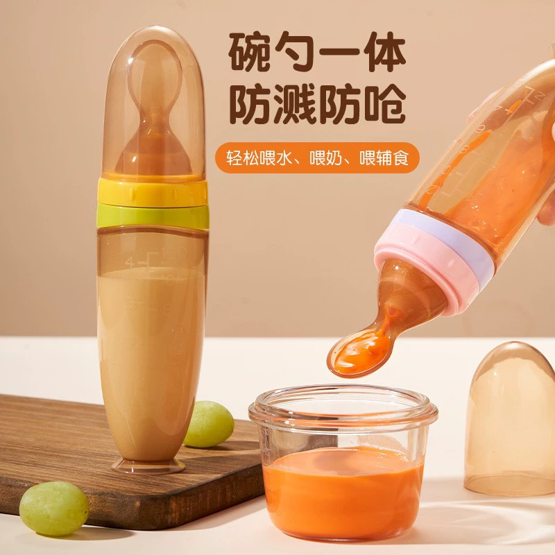 Ложка для кормления из силикона для детского рисового пюре, мягкая силиконовая головка, посуда для дополнительного питания, мягкая ложка для кормления.