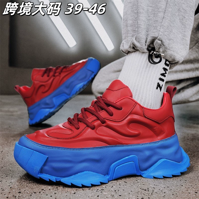 39-46 кроссовки большого размера оптом 2024 новые европейские ботинки папы толстые подошвы увеличены, износостойкая внешняя торговля мужская обувь