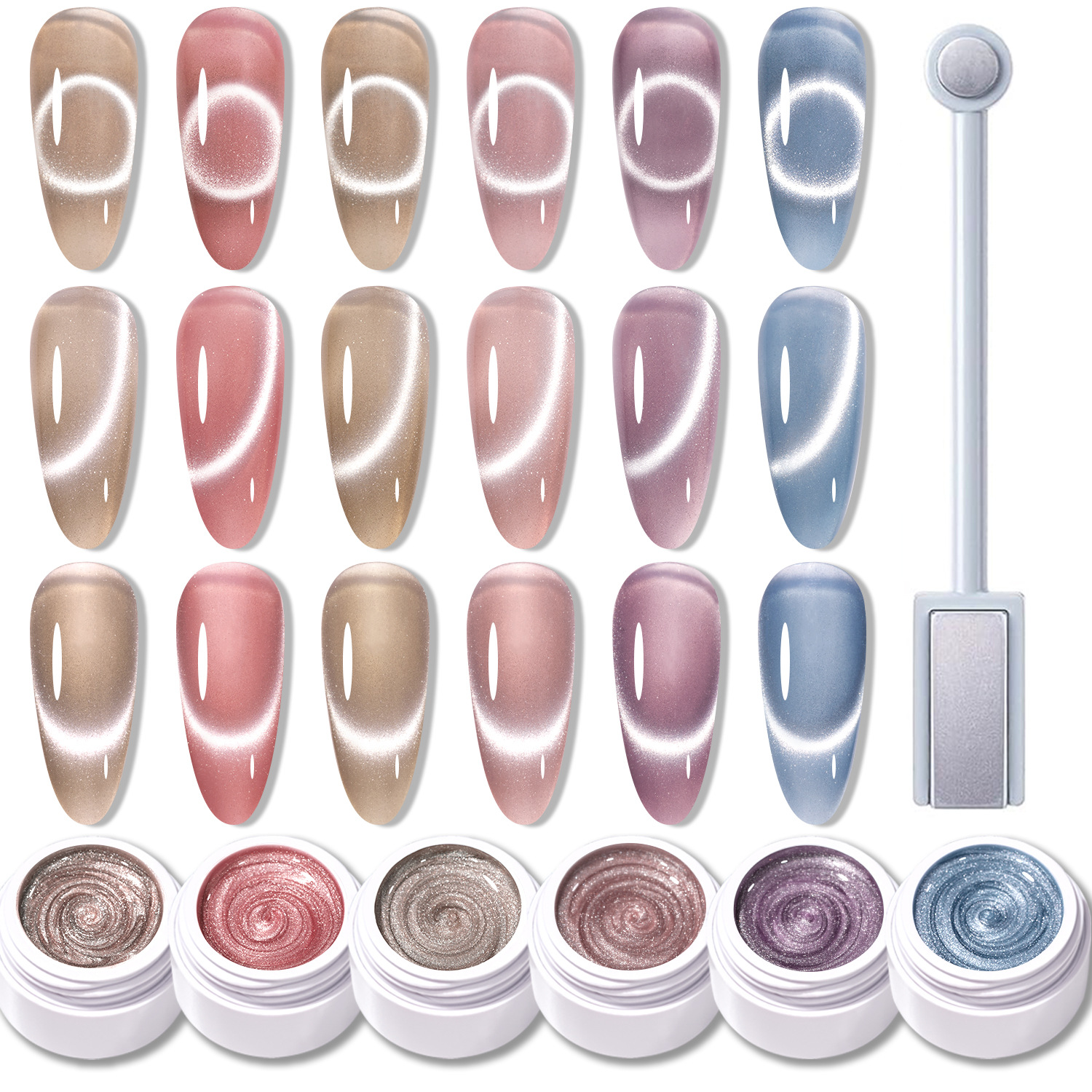 Serie de luz de luna blanca Gel de esmalte de uñas de ojo de gato Otoño e invierno Nuevo modelo de porcelana de cristal intermitente blanco Gel de ojo de gato blanco para tienda de uñas